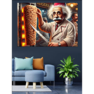 Döner Ustası Einstein Dekoratif Kanvas - Mdf Ahşap Tablo