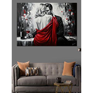 Aşkla Sarılan Çift Dekoratif Kanvas - Mdf Ahşap Tablo 50x70 cm