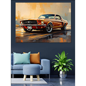 Altın Sarısı Klasik Mustang Dekoratif Kanvas - Mdf Ahşap Tablo 35x50 cm