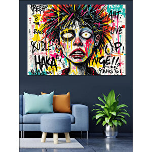 Grafiti Tarzı Çılgın Portre Dekoratif Kanvas - Mdf Ahşap Tablo 70x100 cm