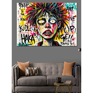 Grafiti Tarzı Çılgın Portre Dekoratif Kanvas - Mdf Ahşap Tablo 70x100 cm