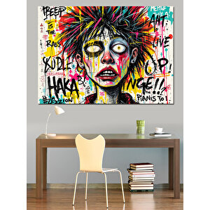 Grafiti Tarzı Çılgın Portre Dekoratif Kanvas - Mdf Ahşap Tablo 70x100 cm