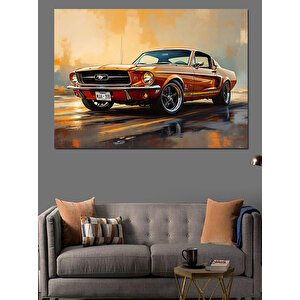 Altın Sarısı Klasik Mustang Dekoratif Kanvas - Mdf Ahşap Tablo 25x35 cm