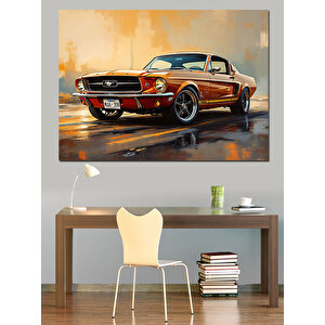 Altın Sarısı Klasik Mustang Dekoratif Kanvas - Mdf Ahşap Tablo 25x35 cm
