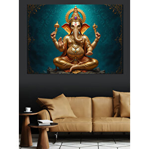 Altın Renkli Hindu Tanrısı Dekoratif Kanvas - Mdf Ahşap Tablo 35x50 cm
