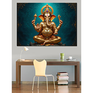 Altın Renkli Hindu Tanrısı Dekoratif Kanvas - Mdf Ahşap Tablo