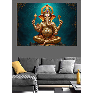 Altın Renkli Hindu Tanrısı Dekoratif Kanvas - Mdf Ahşap Tablo 100x140 cm