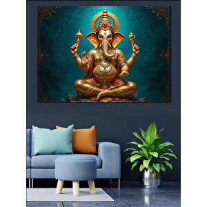 Altın Renkli Hindu Tanrısı Dekoratif Kanvas - Mdf Ahşap Tablo 25x35 cm