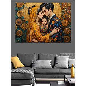 Sarı Elbiseli Sarılan Çift Dekoratif Kanvas - Mdf Ahşap Tablo 100x140 cm