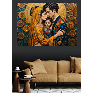 Sarı Elbiseli Sarılan Çift Dekoratif Kanvas - Mdf Ahşap Tablo