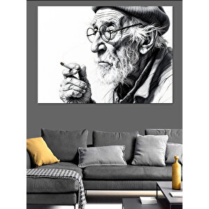 Yaşlı Bilge Adam Dekoratif Kanvas - Mdf Ahşap Tablo 35x50 cm