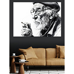 Yaşlı Bilge Adam Dekoratif Kanvas - Mdf Ahşap Tablo 35x50 cm