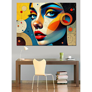 Soyut Renkli Kadın Portresi Dekoratif Kanvas - Mdf Ahşap Tablo 70x100 cm
