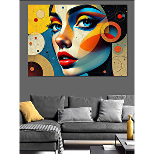 Soyut Renkli Kadın Portresi Dekoratif Kanvas - Mdf Ahşap Tablo 70x100 cm