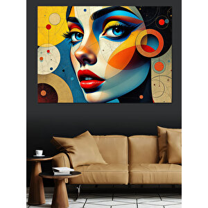 Soyut Renkli Kadın Portresi Dekoratif Kanvas - Mdf Ahşap Tablo 70x100 cm