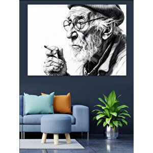 Yaşlı Bilge Adam Dekoratif Kanvas - Mdf Ahşap Tablo
