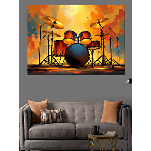 Canlı Renkli Davul Seti Dekoratif Kanvas - Mdf Ahşap Tablo