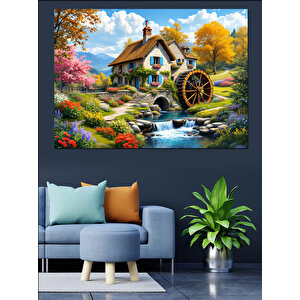 Ormanda Su Değirmeni Dekoratif Kanvas - Mdf Ahşap Tablo