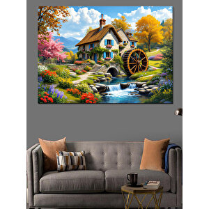 Ormanda Su Değirmeni Dekoratif Kanvas - Mdf Ahşap Tablo