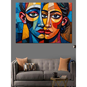 Soyut Renkli Kadın Portresi Dekoratif Kanvas - Mdf Ahşap Tablo