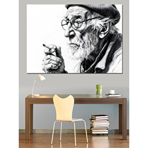 Yaşlı Bilge Adam Dekoratif Kanvas - Mdf Ahşap Tablo 100x140 cm