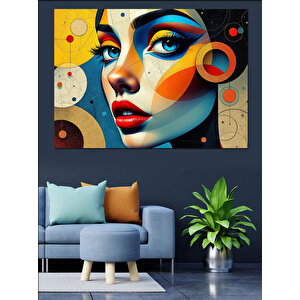 Soyut Renkli Kadın Portresi Dekoratif Kanvas - Mdf Ahşap Tablo