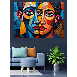 Soyut Renkli Kadın Portresi Dekoratif Kanvas - Mdf Ahşap Tablo