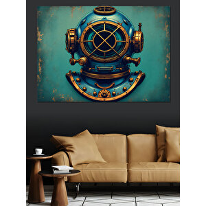 Eski Dalgıç Miğferi Dekoratif Kanvas - Mdf Ahşap Tablo 35x50 cm