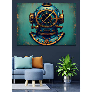 Eski Dalgıç Miğferi Dekoratif Kanvas - Mdf Ahşap Tablo 35x50 cm