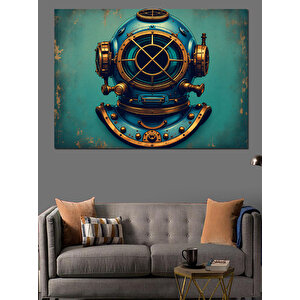 Eski Dalgıç Miğferi Dekoratif Kanvas - Mdf Ahşap Tablo 35x50 cm