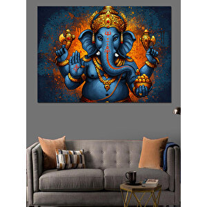 Hindu Tanrısı Mavi Ganeşa Dekoratif Kanvas - Mdf Ahşap Tablo 25x35 cm