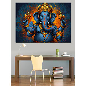 Hindu Tanrısı Mavi Ganeşa Dekoratif Kanvas - Mdf Ahşap Tablo 25x35 cm