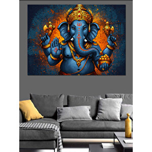 Hindu Tanrısı Mavi Ganeşa Dekoratif Kanvas - Mdf Ahşap Tablo 25x35 cm
