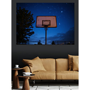 Gece Basketbol Potası Dekoratif Kanvas - Mdf Ahşap Tablo 70x100 cm
