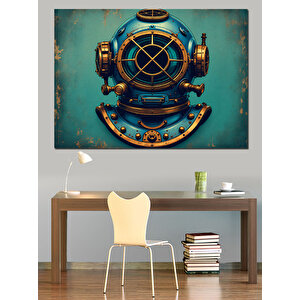 Eski Dalgıç Miğferi Dekoratif Kanvas - Mdf Ahşap Tablo