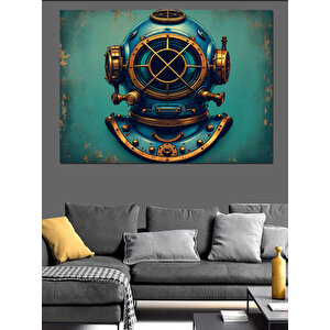 Eski Dalgıç Miğferi Dekoratif Kanvas - Mdf Ahşap Tablo