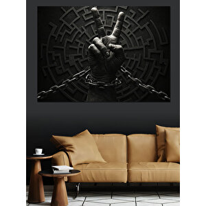 Labirentte Yumruk Sıkılı El Dekoratif Kanvas - Mdf Ahşap Tablo 35x50 cm