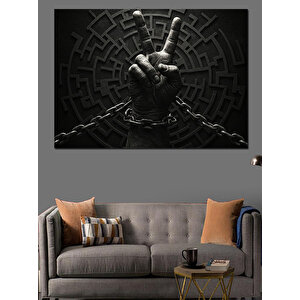 Labirentte Yumruk Sıkılı El Dekoratif Kanvas - Mdf Ahşap Tablo 35x50 cm