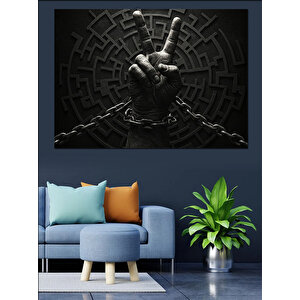 Labirentte Yumruk Sıkılı El Dekoratif Kanvas - Mdf Ahşap Tablo 25x35 cm