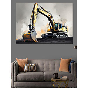 Kazıcı İnşaat Makinesi Dekoratif Kanvas - Mdf Ahşap Tablo 35x50 cm