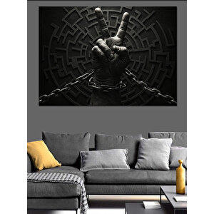 Labirentte Yumruk Sıkılı El Dekoratif Kanvas - Mdf Ahşap Tablo