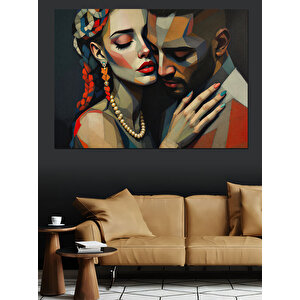 Tutkulu Aşıkların Portresi Dekoratif Kanvas - Mdf Ahşap Tablo 50x70 cm