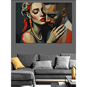 Tutkulu Aşıkların Portresi Dekoratif Kanvas - Mdf Ahşap Tablo 100x140 cm
