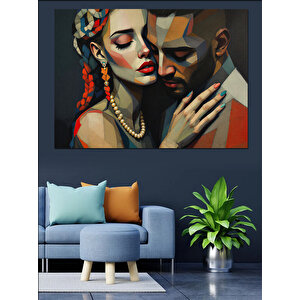 Tutkulu Aşıkların Portresi Dekoratif Kanvas - Mdf Ahşap Tablo