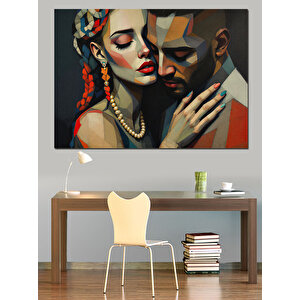Tutkulu Aşıkların Portresi Dekoratif Kanvas - Mdf Ahşap Tablo 25x35 cm