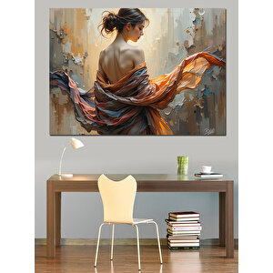 Sırtı Dönük Kadın Portresi Dekoratif Kanvas - Mdf Ahşap Tablo 35x50 cm