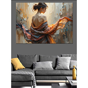 Sırtı Dönük Kadın Portresi Dekoratif Kanvas - Mdf Ahşap Tablo 35x50 cm