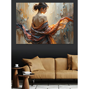 Sırtı Dönük Kadın Portresi Dekoratif Kanvas - Mdf Ahşap Tablo 35x50 cm