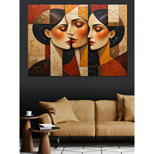 Soyut Çift Portresi Dekoratif Kanvas - Mdf Ahşap Tablo 50x70 cm