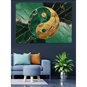 Yeşil Mermerli Ying Yang Dekoratif Kanvas - Mdf Ahşap Tablo